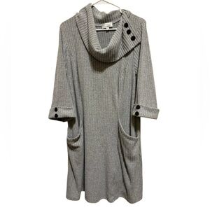 Signature by Robbie Bee Ribbed Gray Pocket Dress Sz 1X